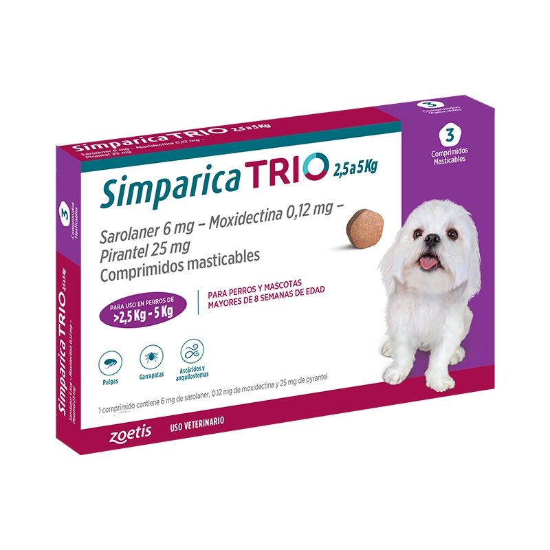 Simparica Trio 2.5 A 5Kg 3 Comprimidos
